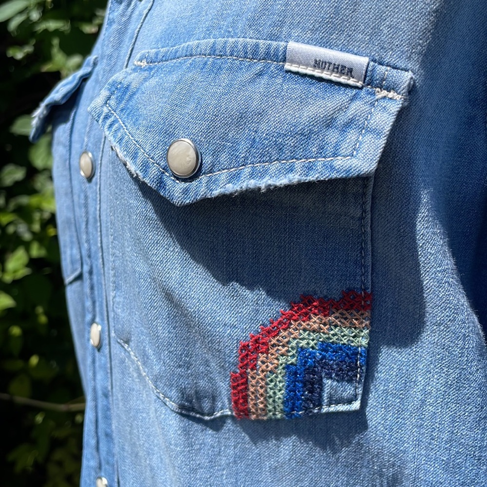 MOTHER | All my ex's embroidered denim shirt (Surf Girl School) - Picture 8 of 16